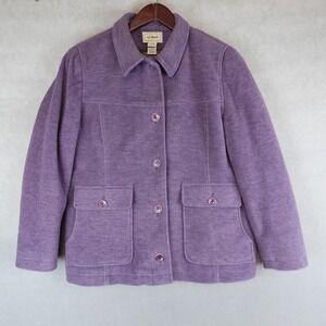 LL Bean Jacket Wool Blend Winter Coat Purple Womens Size Medium Lined Vintage